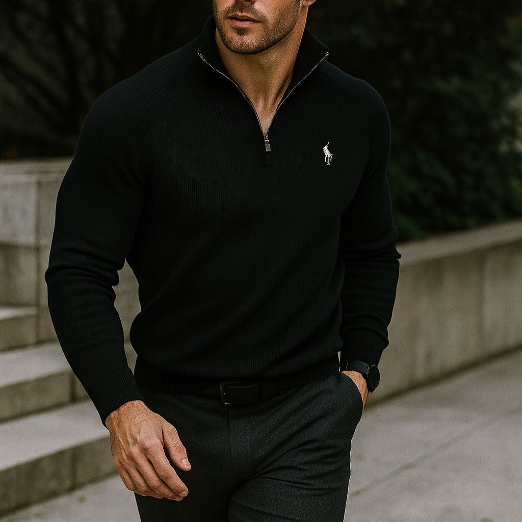 Zipped Collar Sweater R&L + Free Watch