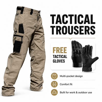 Men's Tactical Cargo Trousers + FREE Tactical Gloves
