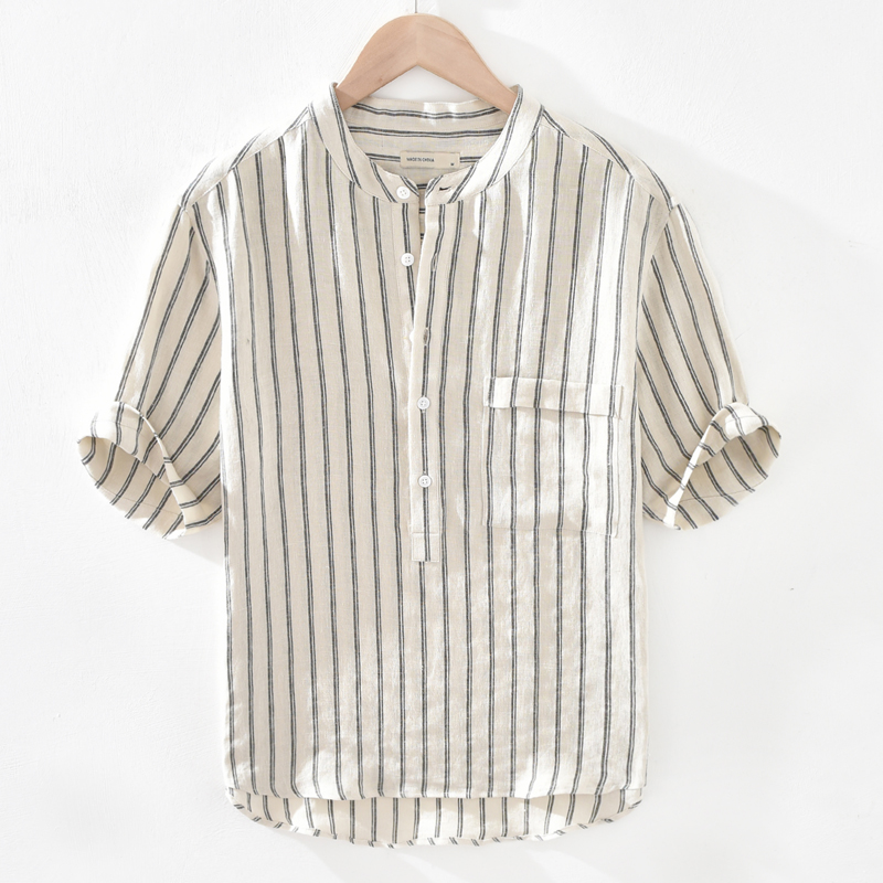 Camiseta henley de lino a rayas Mauré