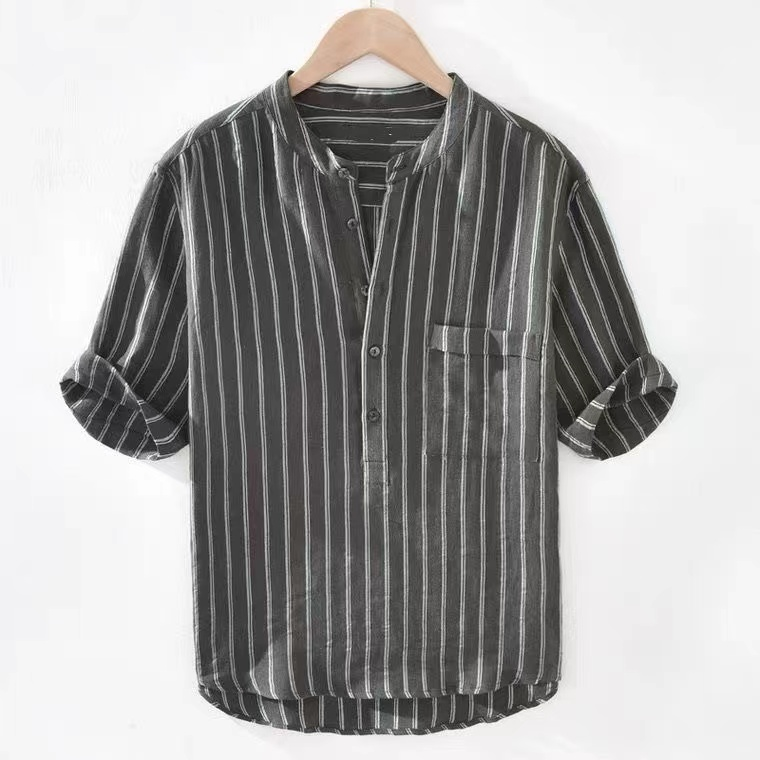 Camiseta henley de lino a rayas Mauré