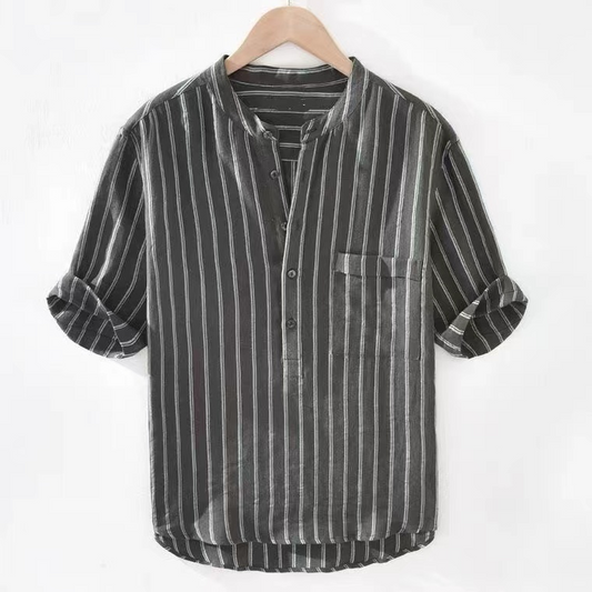 Camiseta henley de lino a rayas Mauré