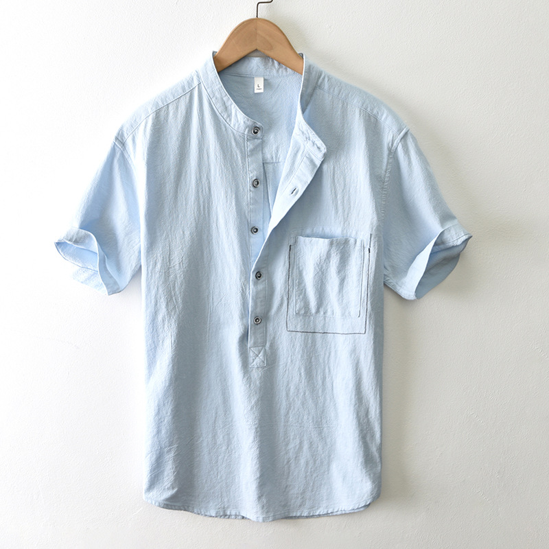 Camisa de lino con bolsillo Cortega