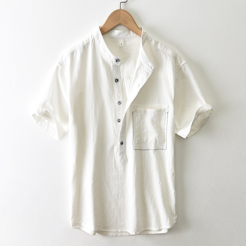 Camisa de lino con bolsillo Cortega