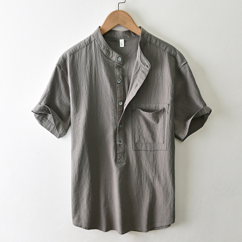 Camisa de lino con bolsillo Cortega