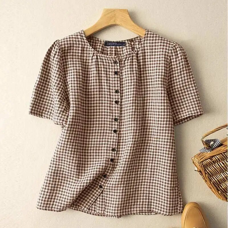 Blusa Manga Curta Xadrez Loma