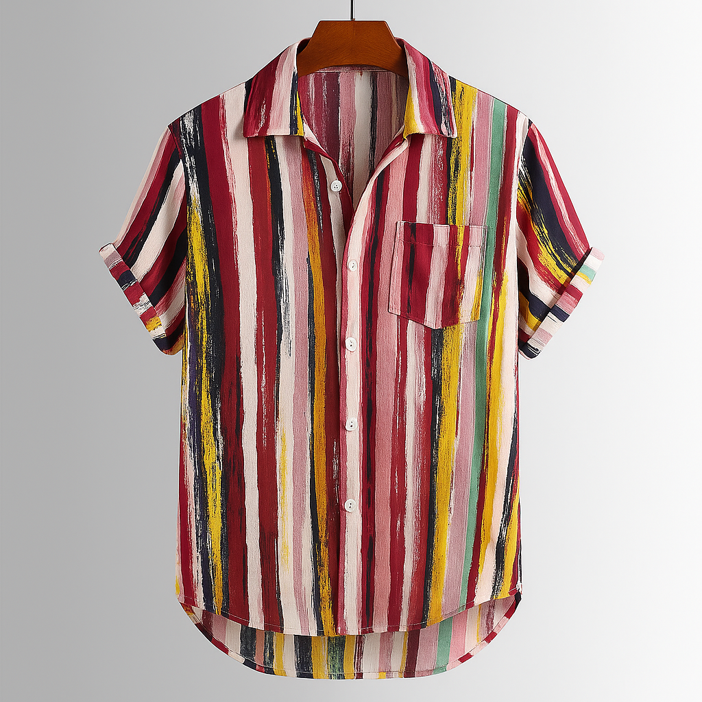 Camisa con estampado artesanal abstracto