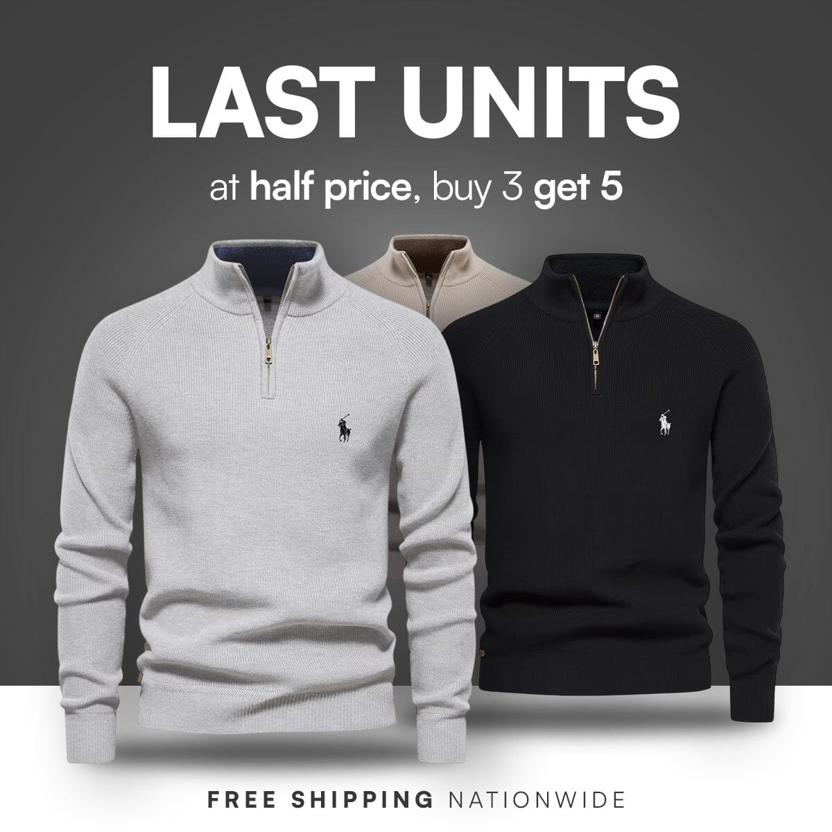 Zipped Collar Sweater R&L + Free Watch